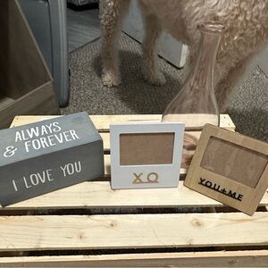 Gray and White Love-Themed Photo Frame Set